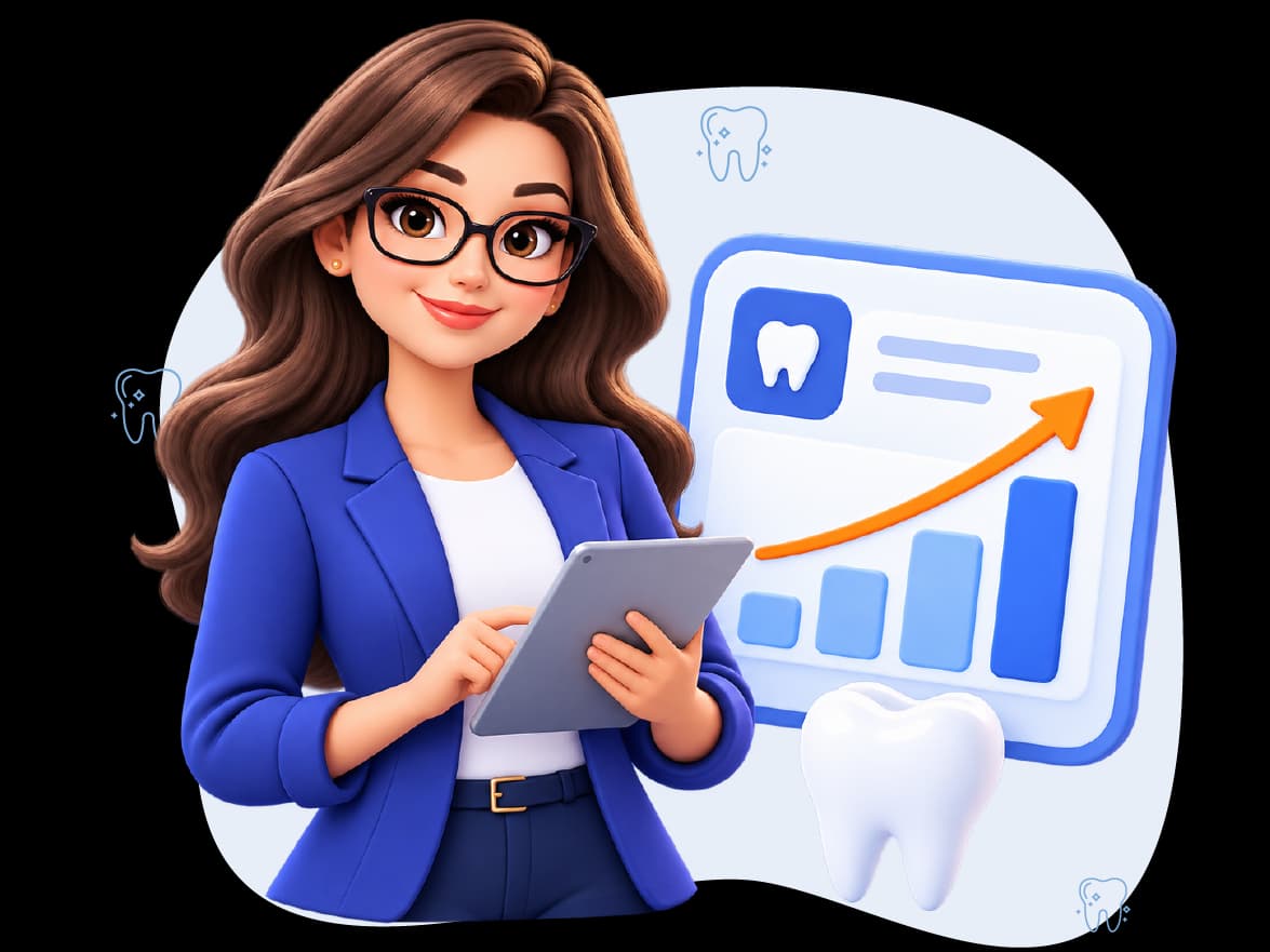 Dental billing specialist holding tablet